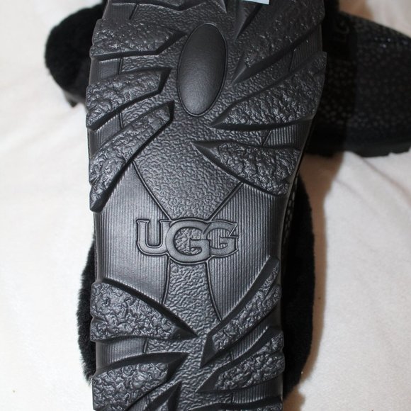 NIB UGG WOMEN'S COQUETTE SPARKLE SPOT SHEARLING SUEDE SLIPPERS BLACK - Picture 7 of 7